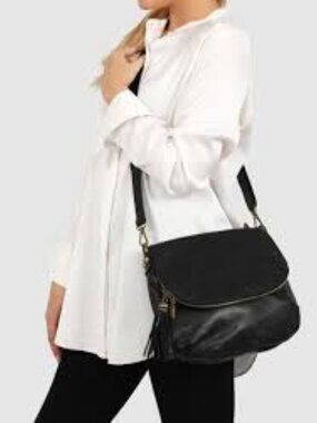 Black Leather Tassel Crossbody Bag - Everyday Chic